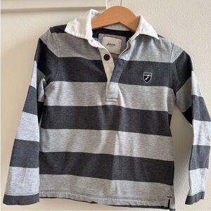 Jacadi Kids Toddler Boys Grey Striped 100% Cotton Size 4